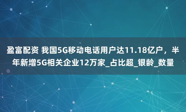 盈富配资 我国5G移动电话用户达11.18亿户，半年新增5G相关企业12万家_占比超_银龄_数量