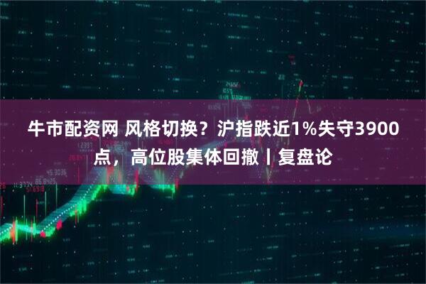 牛市配资网 风格切换？沪指跌近1%失守3900点，高位股集体回撤丨复盘论